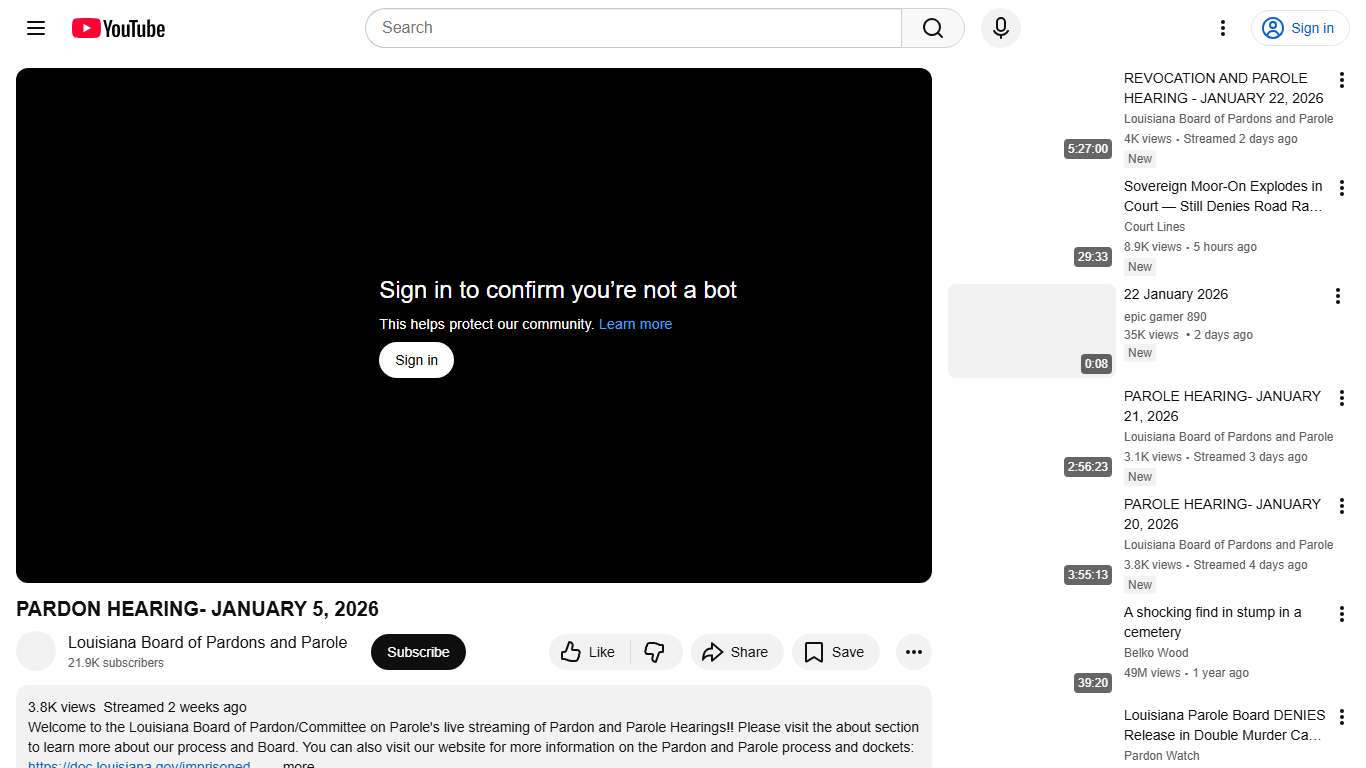PARDON HEARING- JANUARY 5, 2026 - YouTube