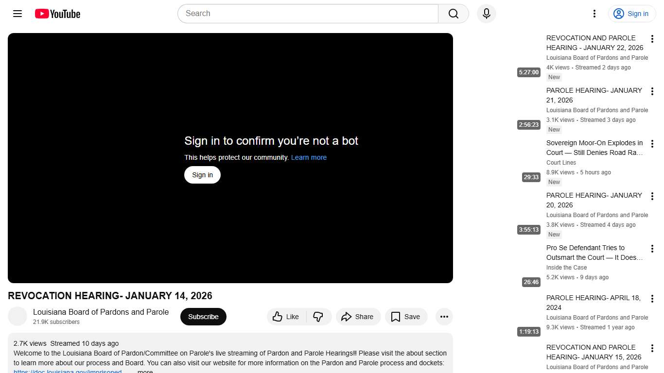 REVOCATION HEARING- JANUARY 14, 2026 - YouTube